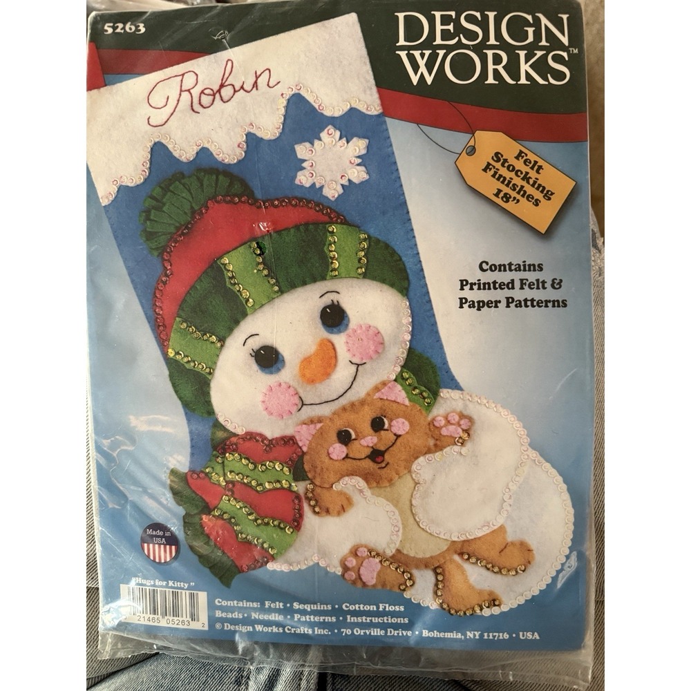 Design Works Hugs For Kitty 18" Felt Stocking JEWELED Applique Kit 5263 Trainer